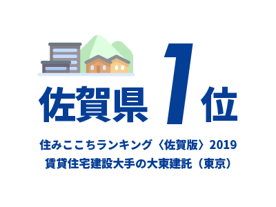 住みここちランキング（佐賀版）2019<br>賃貸住宅建設大手の大東建託（東京）