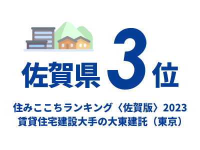 住みここちランキング（佐賀版）2019<br>賃貸住宅建設大手の大東建託（東京）